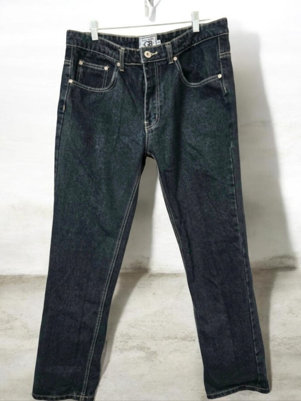 Y2K Geno Bellini Dark Wash Contrast Stitch Relaxed Straight Leg Jeans 36x29